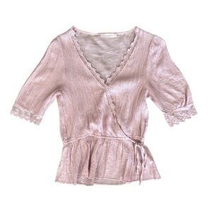 Lush Wrap Tie Side Blouse